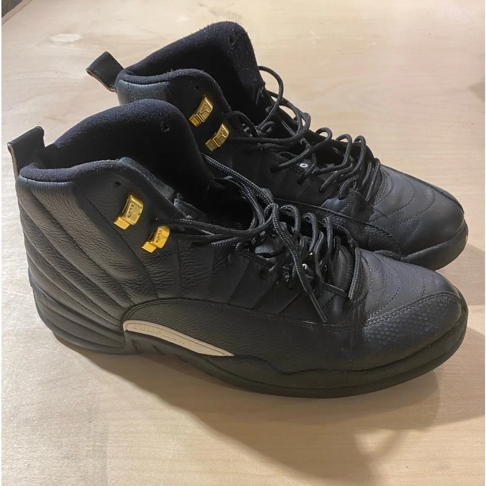 Air Jordan 12 Retro Master Black Gold Sneakers Size 12